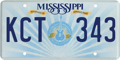 MS license plate KCT343