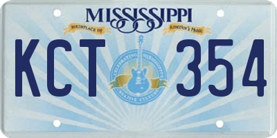 MS license plate KCT354