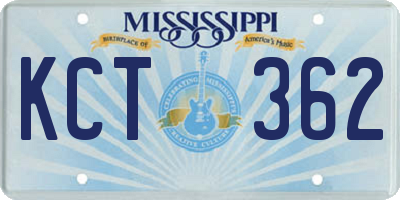MS license plate KCT362