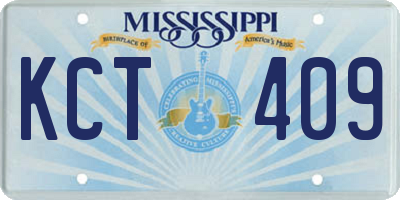 MS license plate KCT409