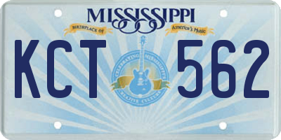 MS license plate KCT562