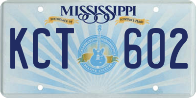 MS license plate KCT602
