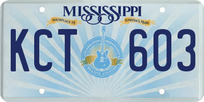 MS license plate KCT603