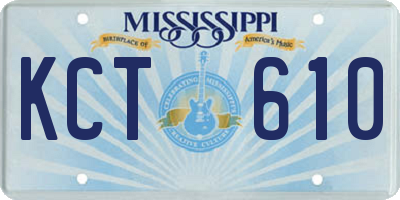 MS license plate KCT610