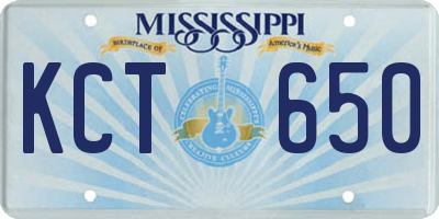 MS license plate KCT650