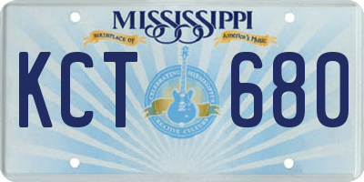 MS license plate KCT680