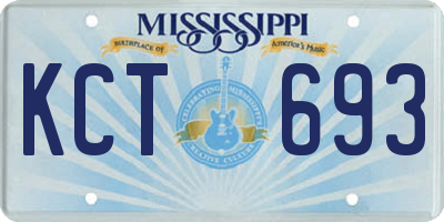 MS license plate KCT693