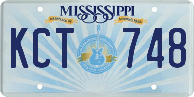 MS license plate KCT748