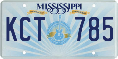 MS license plate KCT785