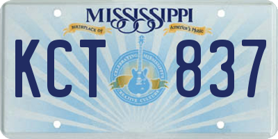 MS license plate KCT837