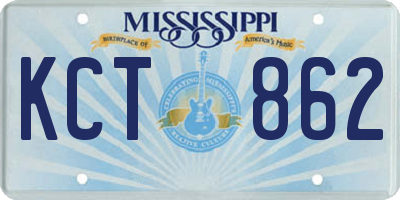 MS license plate KCT862