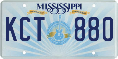 MS license plate KCT880
