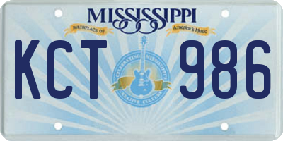 MS license plate KCT986