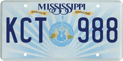 MS license plate KCT988
