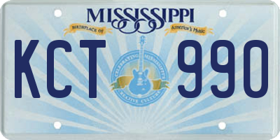 MS license plate KCT990