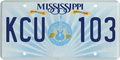 MS license plate KCU103