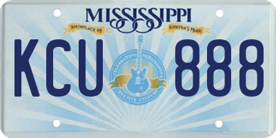 MS license plate KCU888