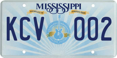 MS license plate KCV002