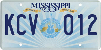 MS license plate KCV012