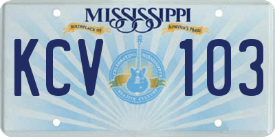 MS license plate KCV103
