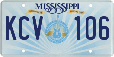 MS license plate KCV106