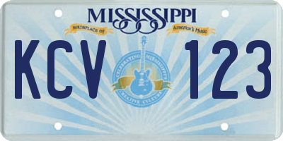 MS license plate KCV123