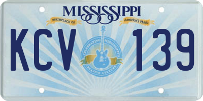 MS license plate KCV139