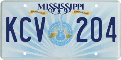 MS license plate KCV204