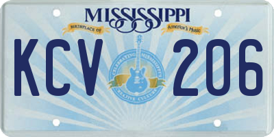 MS license plate KCV206