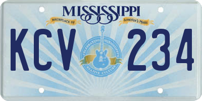 MS license plate KCV234