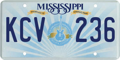 MS license plate KCV236