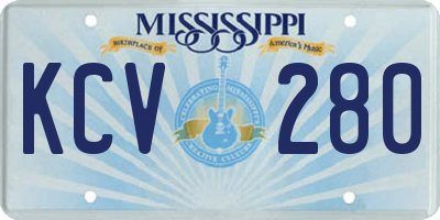 MS license plate KCV280