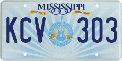MS license plate KCV303
