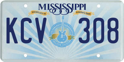 MS license plate KCV308