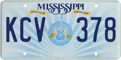 MS license plate KCV378