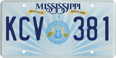 MS license plate KCV381