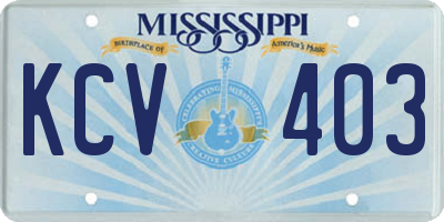MS license plate KCV403
