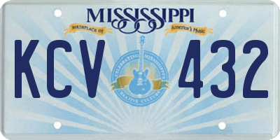 MS license plate KCV432