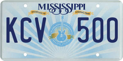 MS license plate KCV500