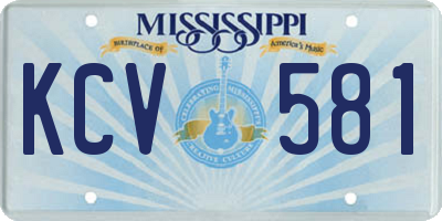 MS license plate KCV581