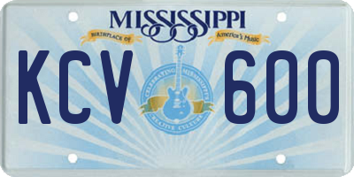 MS license plate KCV600