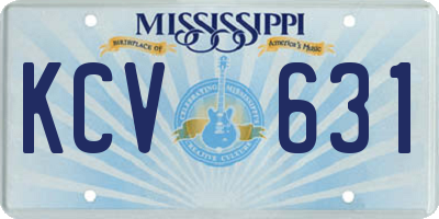 MS license plate KCV631