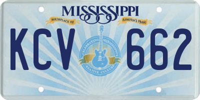 MS license plate KCV662