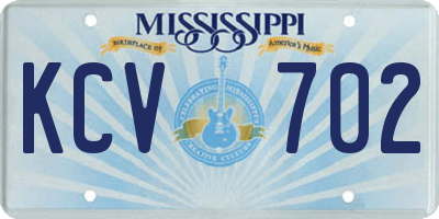 MS license plate KCV702
