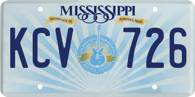 MS license plate KCV726