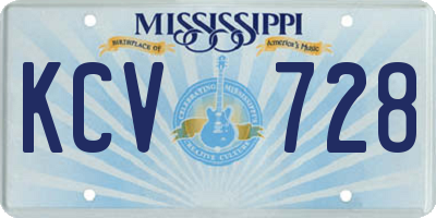 MS license plate KCV728