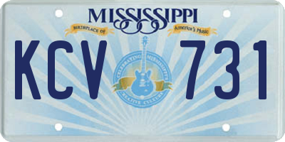 MS license plate KCV731