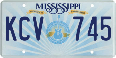 MS license plate KCV745