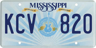 MS license plate KCV820