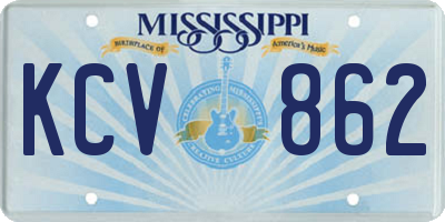 MS license plate KCV862